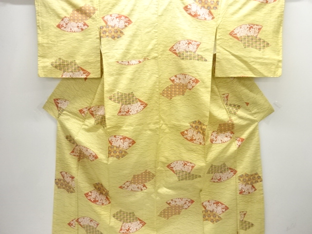 JAPANESE KIMONO / ANTIQUE KIMONO / SILK / OSHIMA TSUMUGI / JIGAMI PATTERN